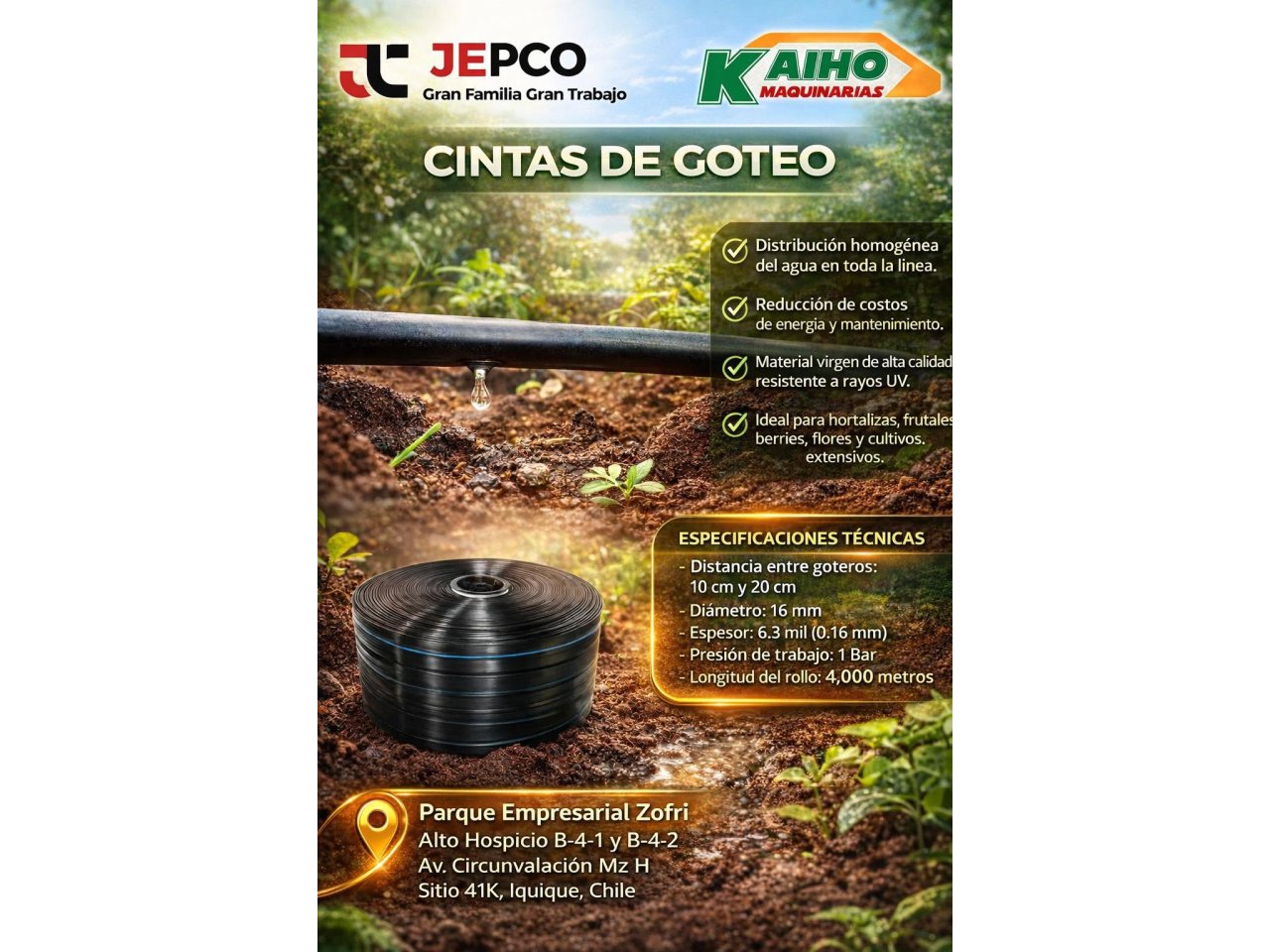  CINTA PARA RIEGO POR GOTEO 10CM Y 20CM
